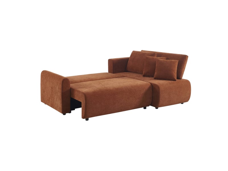  Canapé d'angle réversible. Convertible. 3 places tissu avec coffre terracotta - berlin  - Conforama C