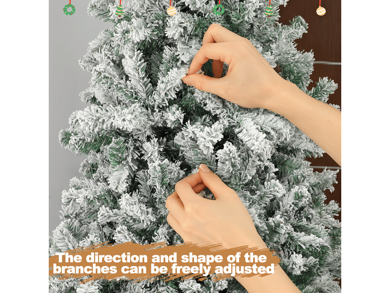 Zmh sapin de noël paysage enneigé artificiel 210cm fer pvc pour la veille de noël et fêtes en famille - Conforama E