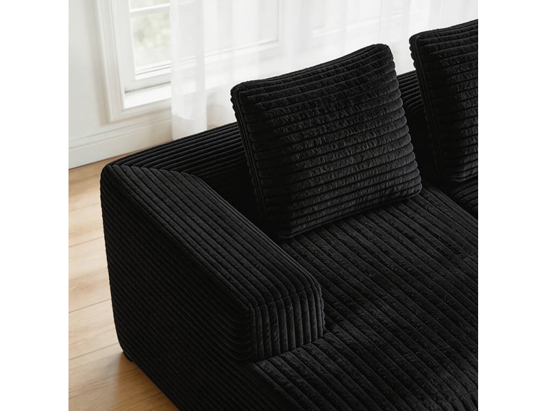  Canapé d’angle modulable 4 places avec méridienne en velours côtelé homvra  - Conforama E