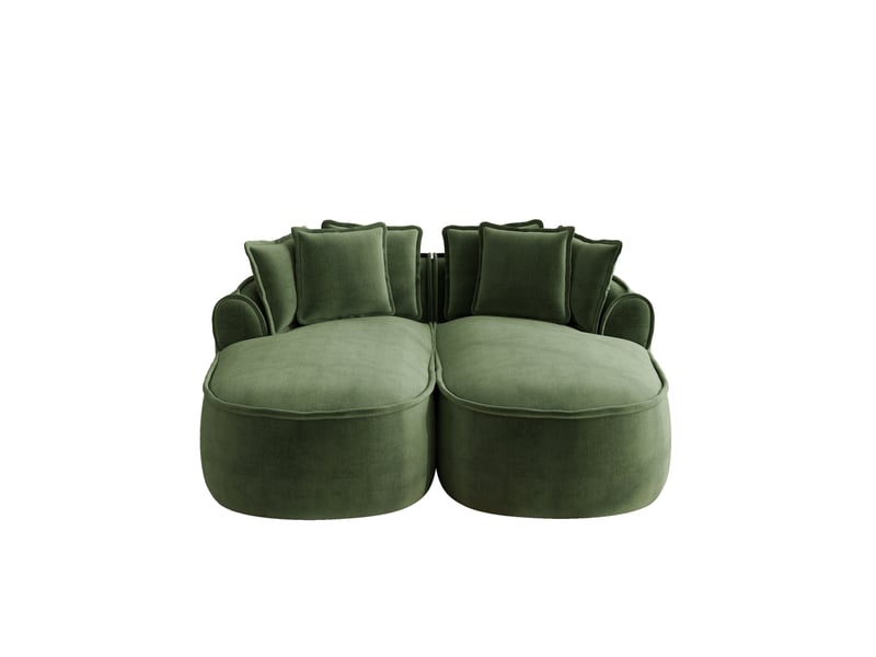 Canapé convertible ulevr 2 places modulable sans cadre en chenille vert, 184 x 164 x 67 cm - Conforama A