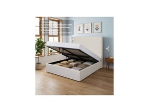 Lit coffre 140x190 cm <strong></strong>  <strong>KTSTAN2CORDWH140</strong> coloris beige