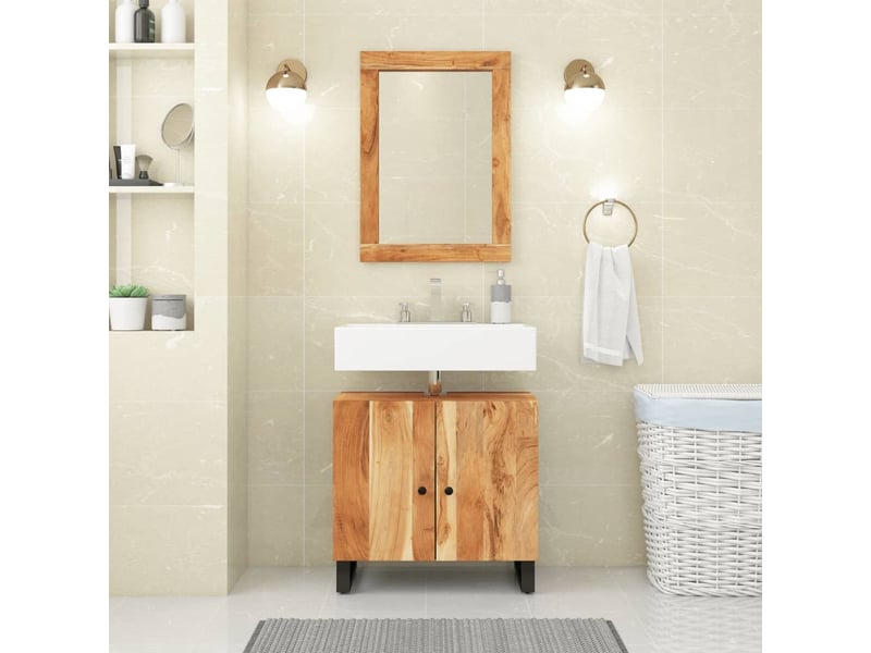 Miroir, miroir décoratif 70x50 cm bois massif d'acacia et verre cf62681 - Conforama B
