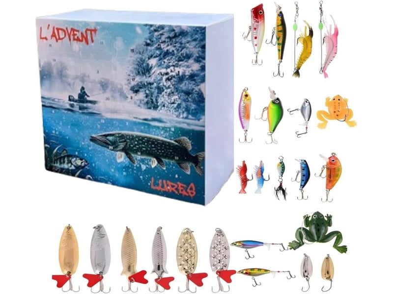  Calendrier de l’avent pêche 2026, 24 jours de leurres de pêche, cadeau de noël pour pêcheur et homme  - Conforama A