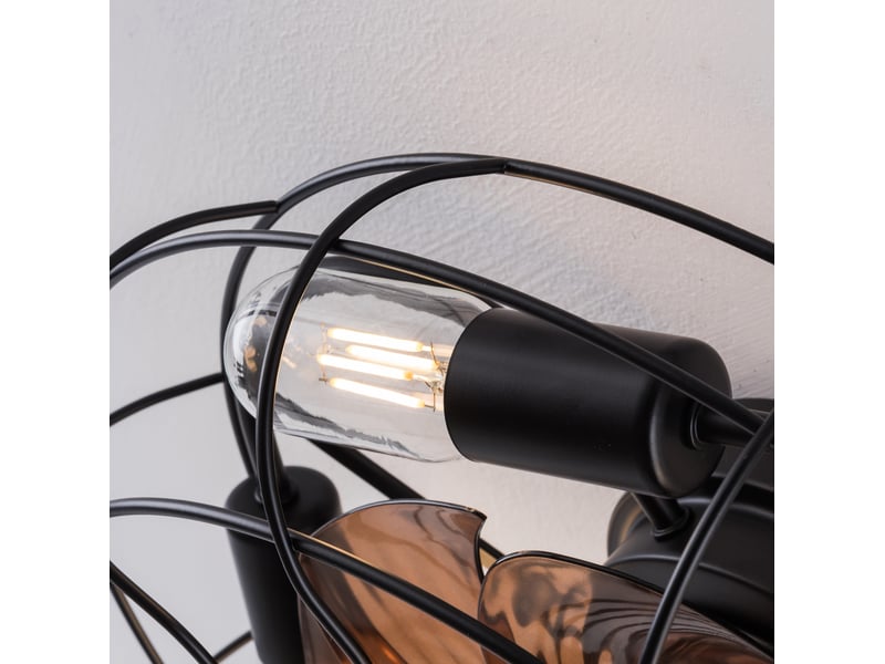  Ventilateur de plafond cage 19 pouces avec lumière, moteur dc réversible, télécommande, noir et noyer  - Conforama R
