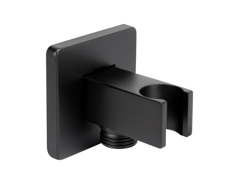  Coude de douche mural avec support de douchette - support de douche carré en laiton massif avec raccord pour tuyau de douche et bride g12, noir  - Conforama A