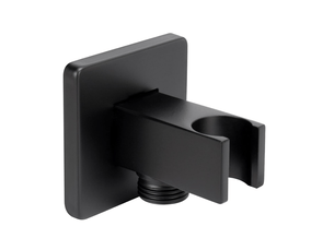 Coude de douche mural avec support de douchette - support de douche carré en laiton massif avec raccord pour tuyau de douche et bride g12, noir