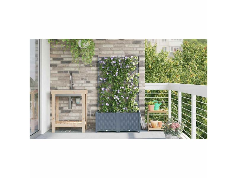  Jardinière - cache-pot de jardin 2 pcs gris clair 80 x 40 x 142 cm pp  - Conforama D