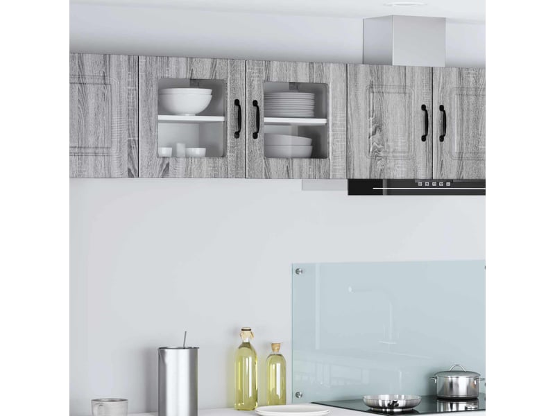  Meuble de rangement, armoire en verre mural porto 2 pc gris sonoma bois d'ingénierie  - Conforama B