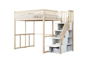Lit mezzanine 140x200 cm OKWISH   coloris naturel