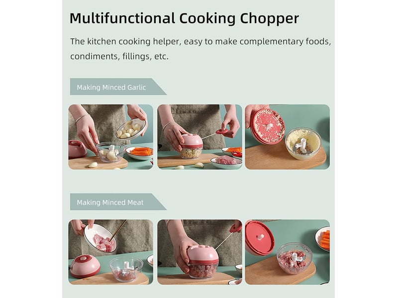  Mini presse-ail, hachoir à ail, mini robot culinaire, lame en acier inoxydable facile à utiliser, outil de cuisine idéal (rose)  - Conforama B
