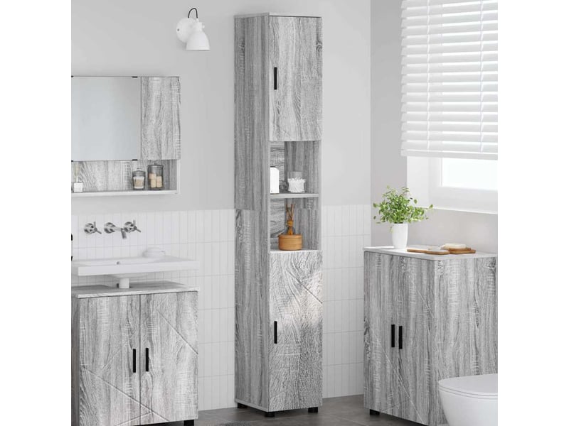 Cabinet de salle de bain, armoire salle de bain gris sonoma 30 x 35 x 192 cm cf65372 - Conforama B
