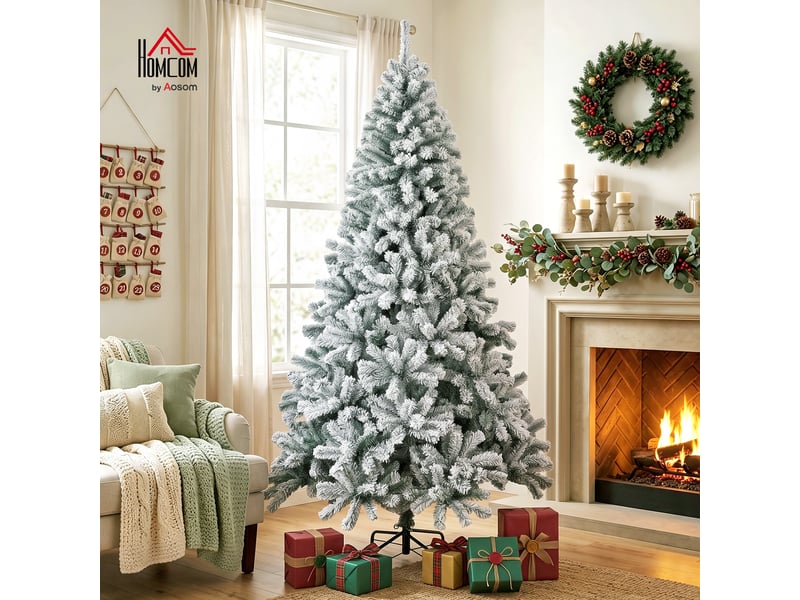  Sapin de noël enneigé de 220 cm avec 1000 pointes en pvc ignifugé  - Conforama B