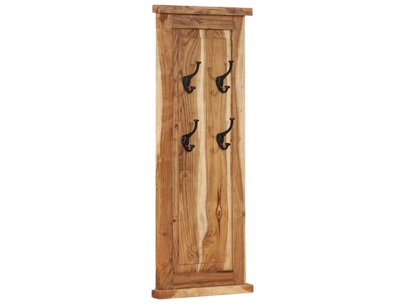  Lot de 2 porte-manteaux muraux vintage style antique 38 x 100 cm avec crochets en bois acacia 02_0046940  - Conforama B