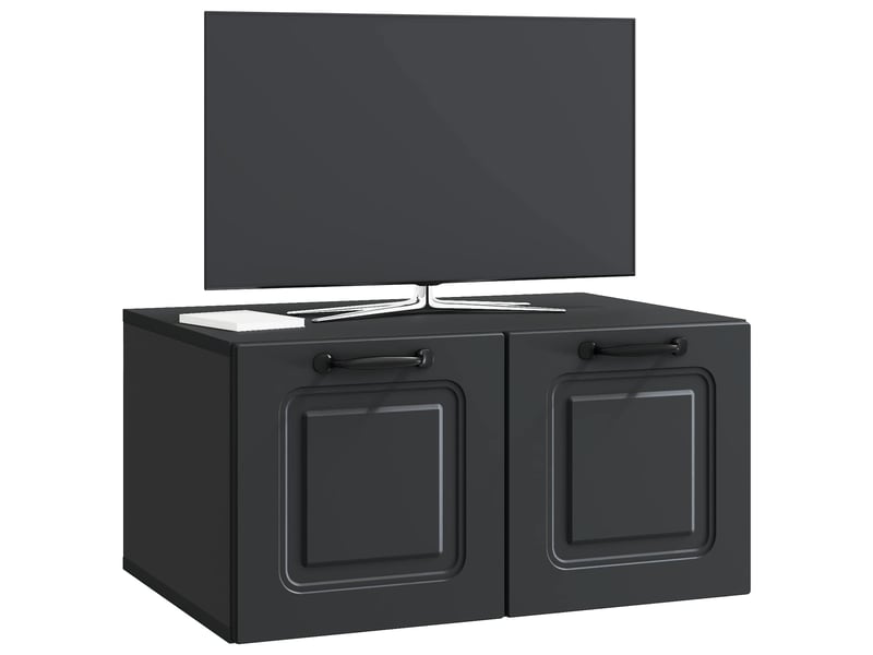 Meuble tv - banc tv - meuble de rangement mural noir 59,5 x 41 x 30 cm bois d'ingénierie - Conforama C