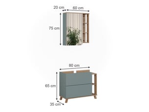 Vicco meubles bain, bleusonoma, 2 pièces