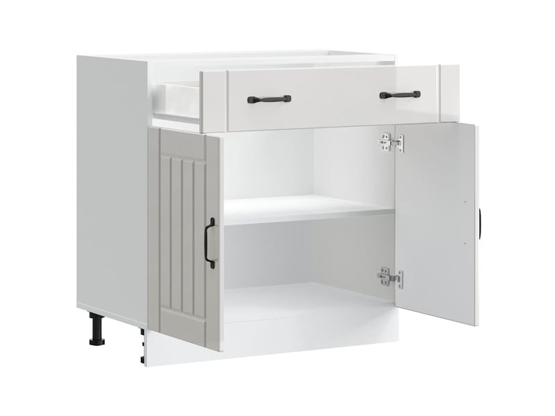  Meuble de rangement, armoire de cuisine lucca blanc brillant bois ingénierie shl7529  - Conforama D