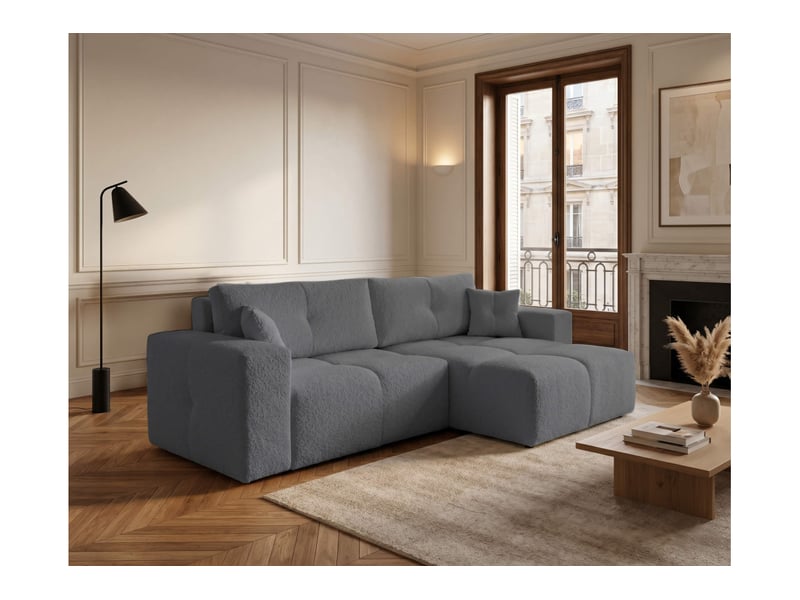  Celine - canapé d'angle convertible et réversible 4 places en bouclette  - Conforama B