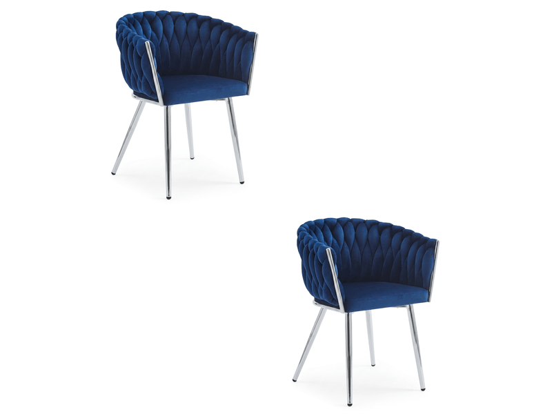  Chaise - leobert - orion - velours bleu marinepieds chromés - 61 x 55 x 79 cm - lot de 2  - Conforama A