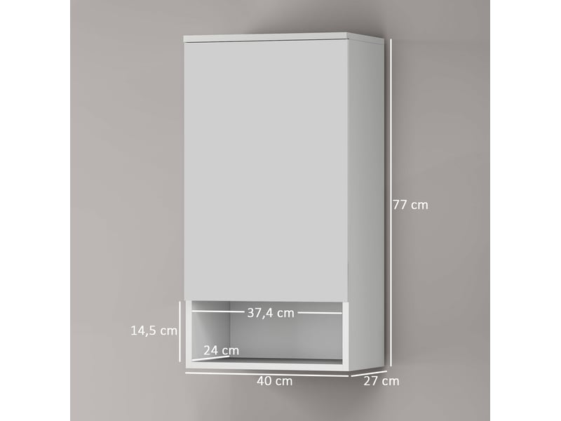  Armoire murale 40x27x77 cm à rangement réglable, panneau de particules de bois et mdf, blanc  - Conforama E