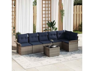 Vidaxl ensemble de canapé de jardin avec stockage 7 pcs gris polyrotin
