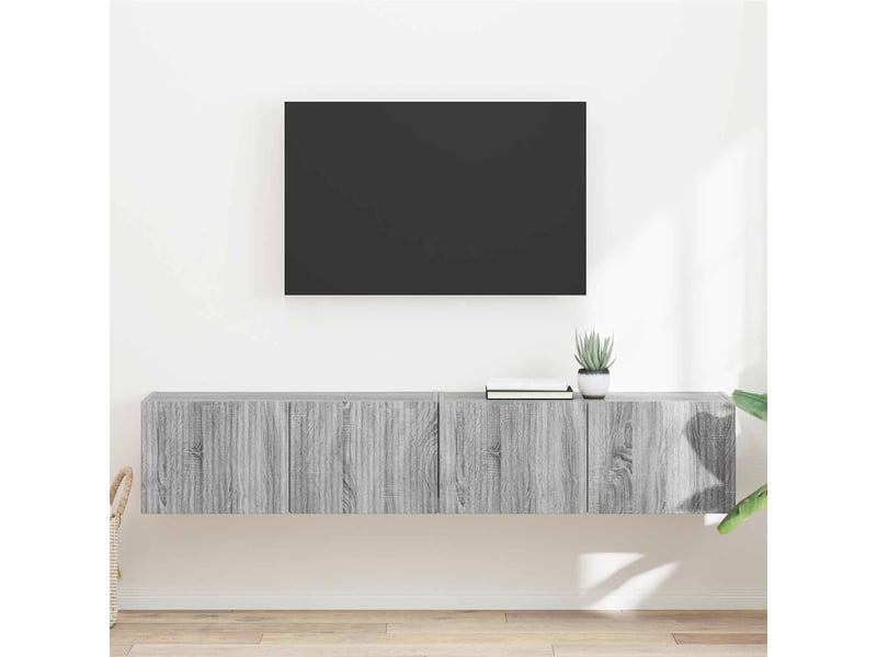  Meuble tv - banc tv - meuble de rangement mural 2 pcs gris sonoma bois d'ingénierie  - Conforama B