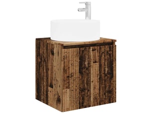 Meuble de lavabo mural, rangement salle de bain bois ancien 49.5x44.5x65.5 cm