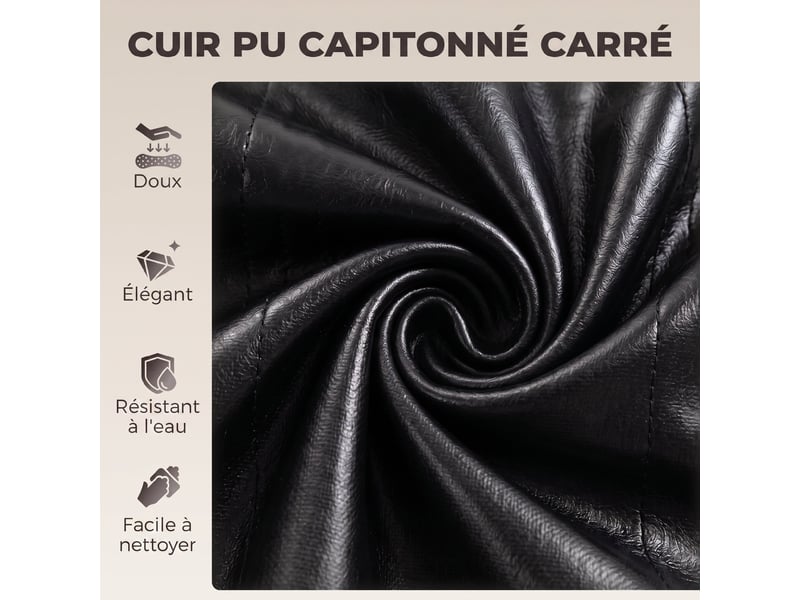  Lot de 2 tabourets de bar, hauteur réglable, pivotant 360°, siège rembourré, dossier et repose-pieds, noir  - Conforama E