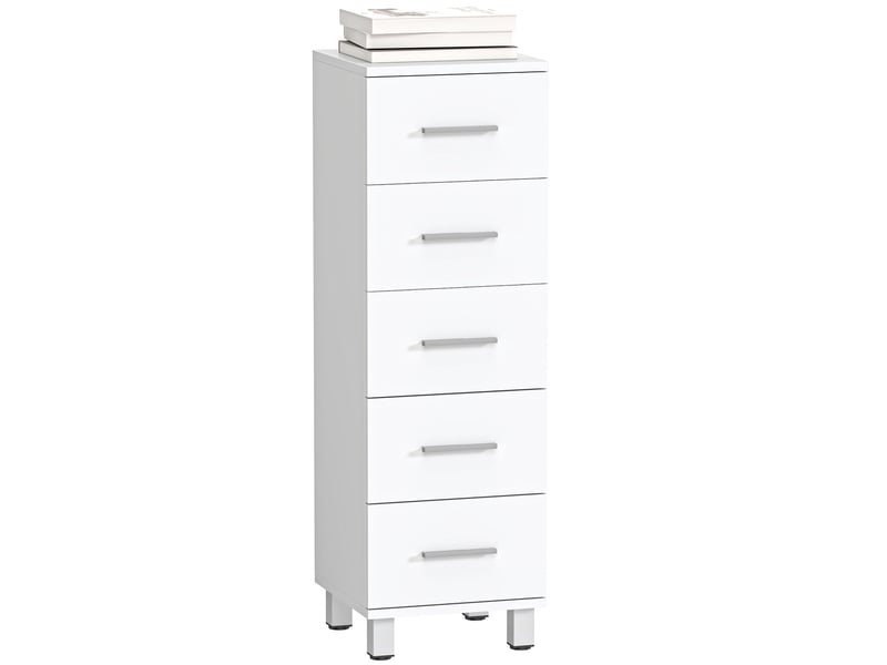  Meuble de salle de bain 5 tiroirs en panneau mélaminé blanc 30 x 30 x 95 cm  - Conforama A