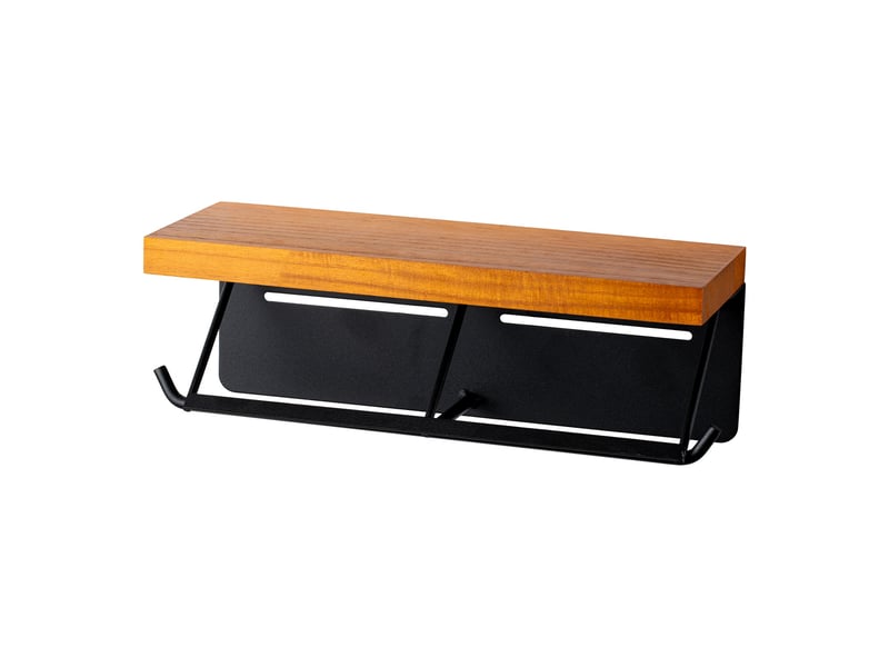 Porte-rouleau de papier toilette double grille avec étagère bois - Conforama E