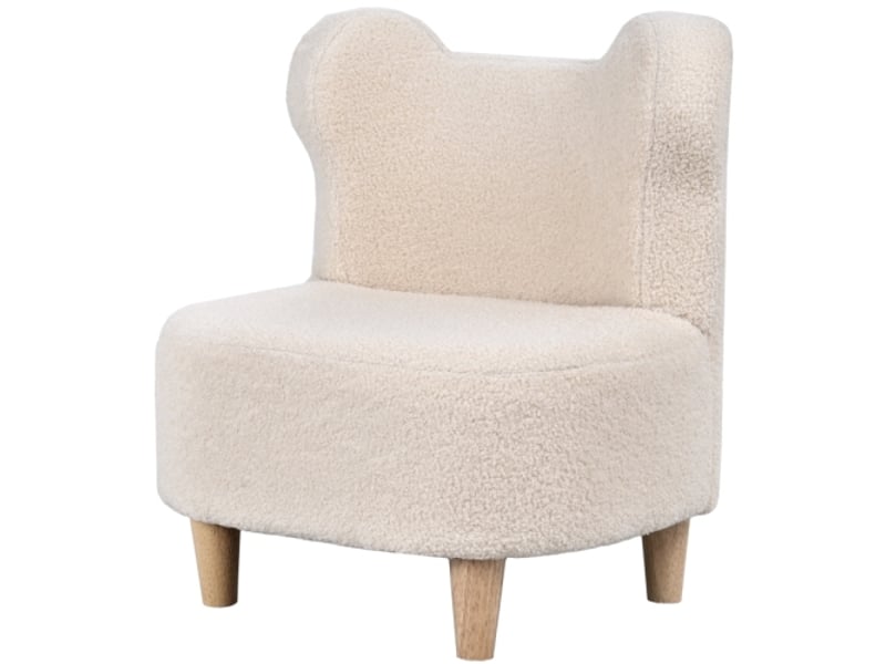  Fauteuil enfant beige, oreilles d’ours, revêtement polaire, rembourrage mousse, siège peluche  - Conforama A