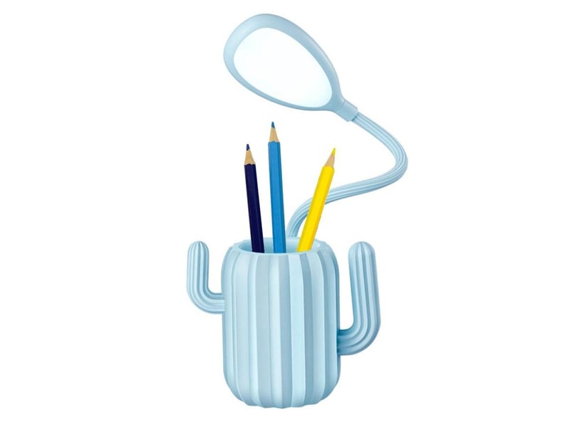  Pot à crayons en forme de cactus - lampe led flexible 360° - éclairage 3 intensités - bleu GTK046 - Conforama A