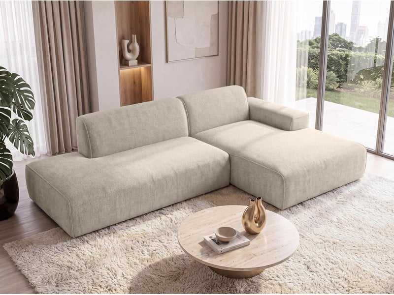 Canapé d'angle moderne didim duo, 288 cm, beige, revętement en velours d Didim Duo - Conforama D