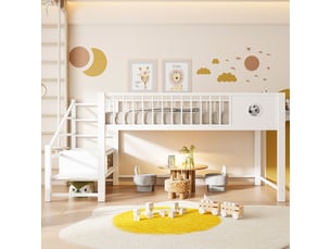 Lit mezzanine 90x200 cm <strong>WISHDOR</strong>  <strong></strong> coloris blanc