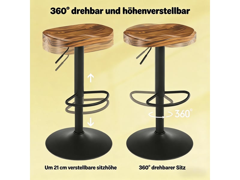  Tabouret de bar pivotant réglable en bois massif et métal brun rustique T5828P513022 - Conforama D