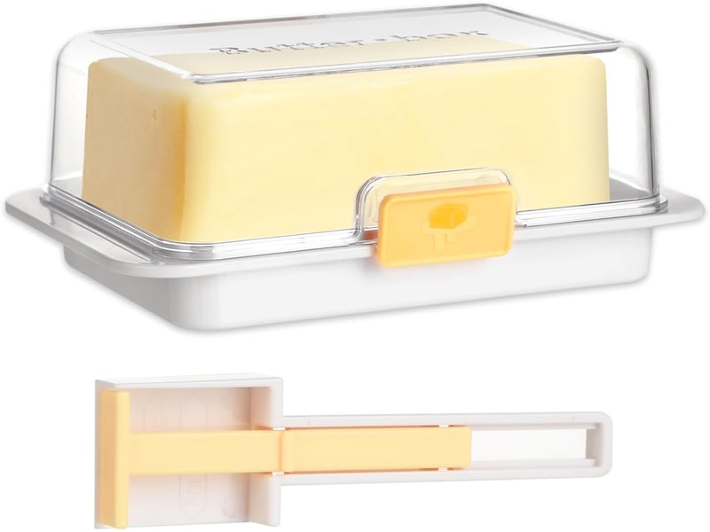 Beurrier en - (blanc) avec cuillère - boîte à beurre, résistante à la chaleur, design rectangulaire, avec fermeture à clip OGS000265LSY - Conforama A
