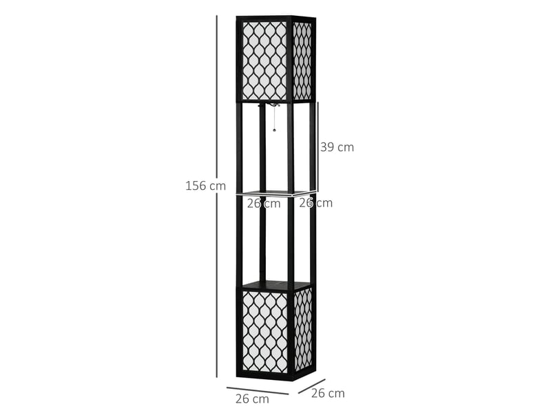  Lampadaire 26x26x156 cm double éclairage mdf noir  - Conforama E
