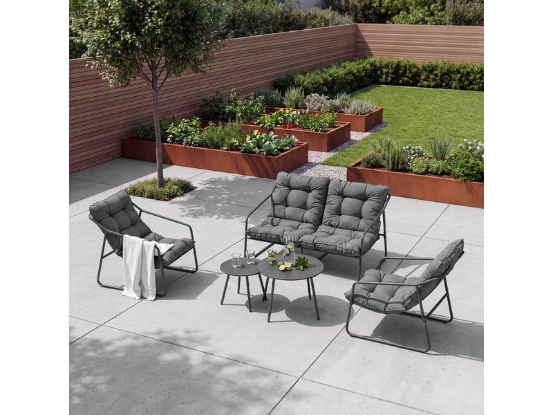  Ensemble de meubles de jardin kivanta 5 pièces gris foncé [en.casa] Kivanta - Conforama B
