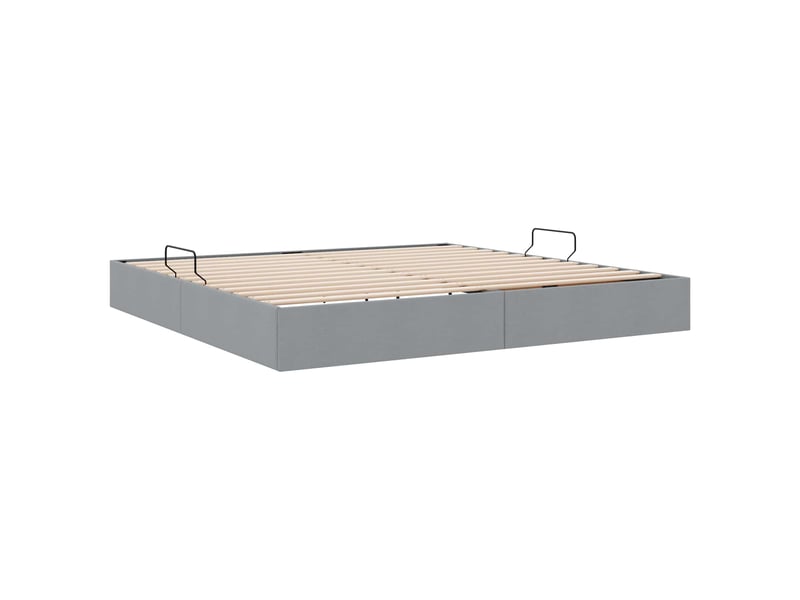  Lit double- lit adulte -  cadre de lit ottoman gris clair 200 x 200 cm tissu  - Conforama D