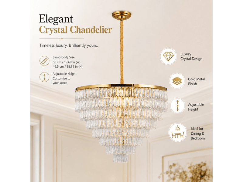  Lustre allongé en cristal à pampilles d – éclairage 3 couleurs ASLED-813 - Conforama B