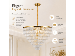 Lustre allongé en cristal à pampilles d – éclairage 3 couleurs