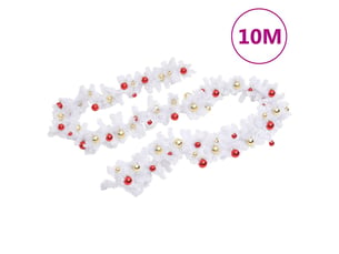 Guirlande de noël décorée avec boules blanc 10 m