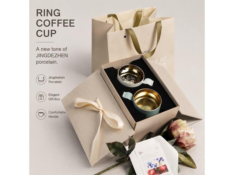  Coffret rouge de 2 tasses en céramique, rose vermillon et lune noire  - Conforama D