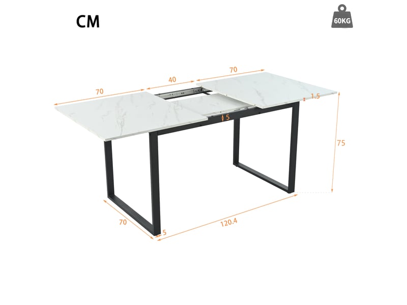  Ensemble table extensible et 8 chaises en velours gris, plateau mdf blanc, design moderne pour vos repas  - Conforama C