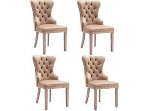 Lot de 4 chaises de salle à manger en velours marron clair avec pieds réglables