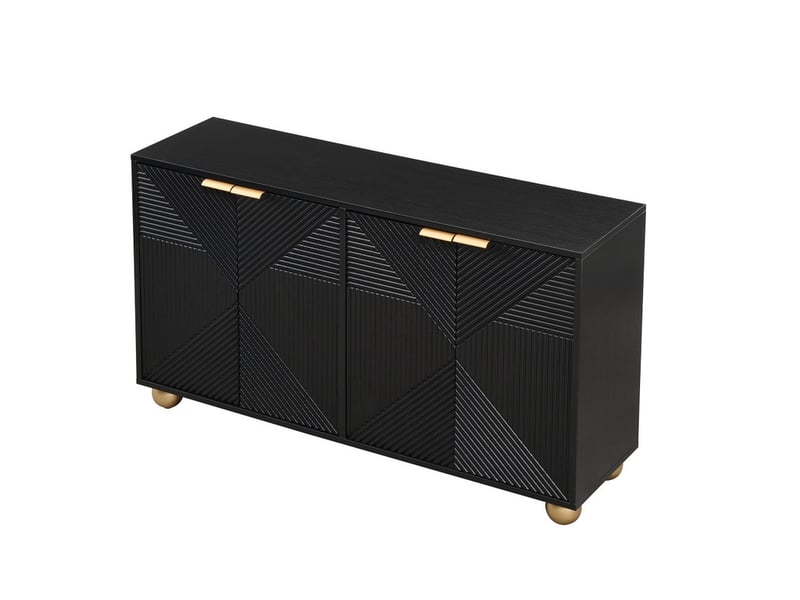  Buffet, 120 x 35 x 71,5 cm, 4 portes et étagères intérieures réglables, noir  - Conforama A