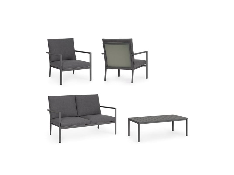  Salon de jardin moderne chaises canapé table basse en aluminium konnor - anthracite  - Conforama D