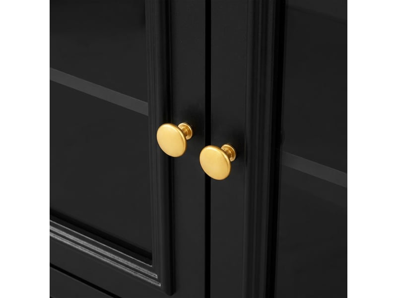  Commode à 4 portes et 3 tiroirs, 160 x 40 x 78,5 cm, buffet mdf, façades en verre, poignées métalliques et led intelligente, noir  - Conforama E