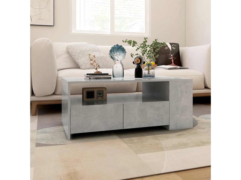  Table basse rectangulaire | table de salon gris béton 102x55x42 cm bois d'ingénierie shl905  - Conforama E