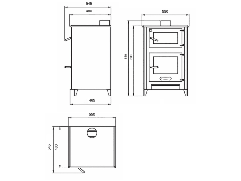  Poêle à bois avec four rosa 10 kw - noir  - Conforama D