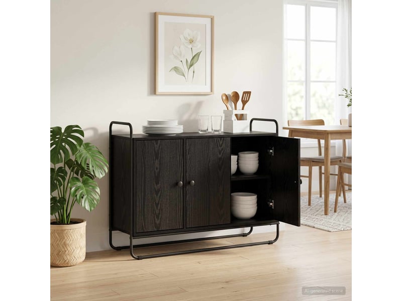  Buffet salon, buffet de rangement chêne noir 102x35x75 cm bois d'ingénierie shl12122  - Conforama B